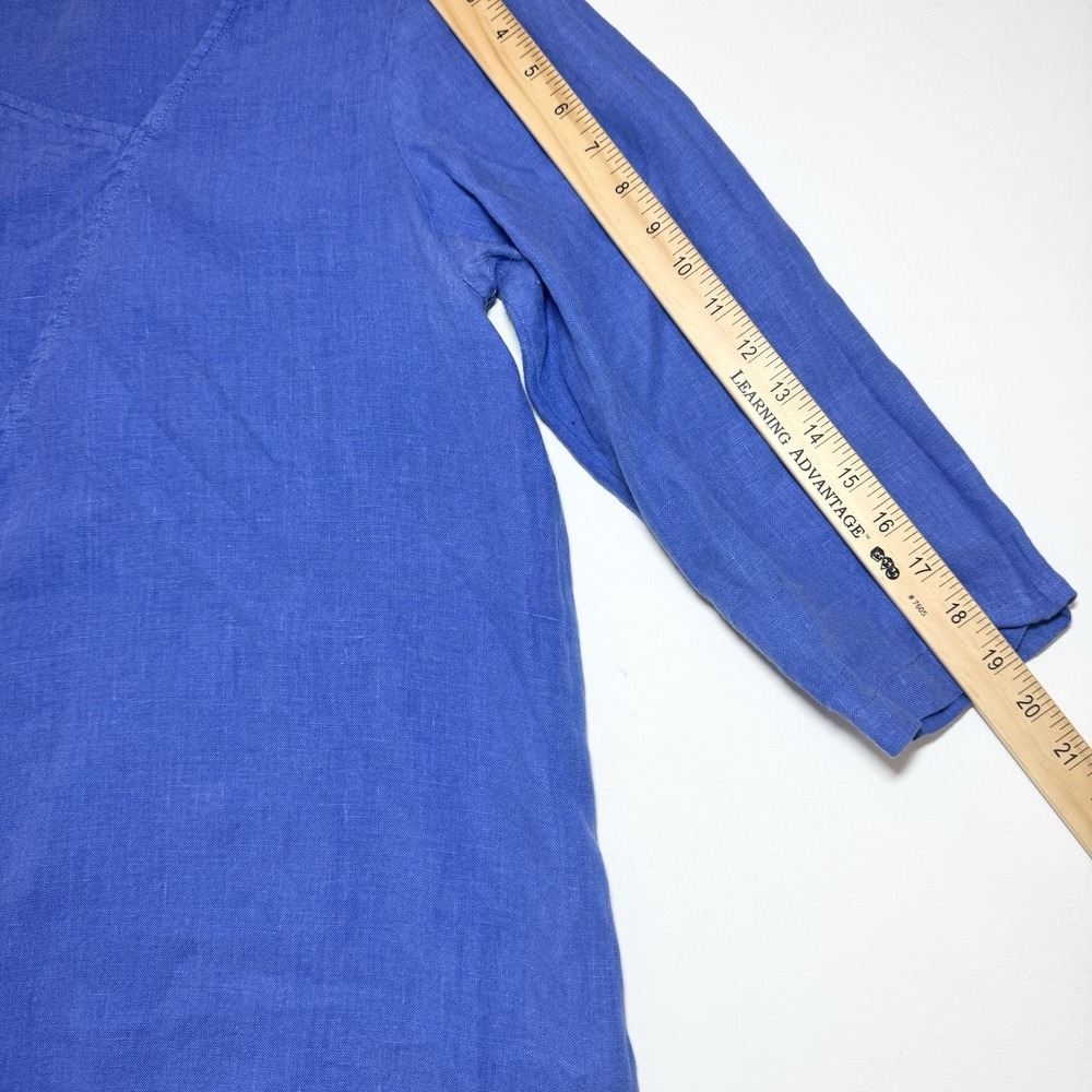 Cut Loose 100% Linen Dress Tunic XL Blue Coastal Lagenlook Casual Popover Shift - Picture 9 of 9
